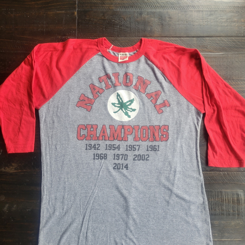 HOMAGE Red and Gray National Champions Raglan Tee - Picture 1 of 2